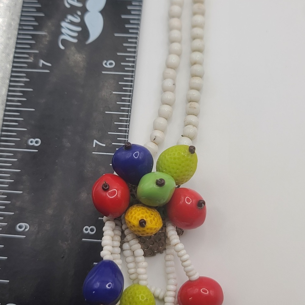 Vintage Glass Fruit Necklace Cluster‎ Signed Czech 15" - Picture 11 of 12